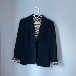 Dolce and Gabbana black blazer with animal print interior size 40